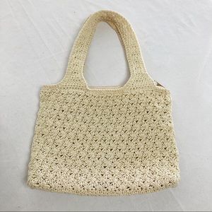 Vintage Cream Crochet Mini Bag